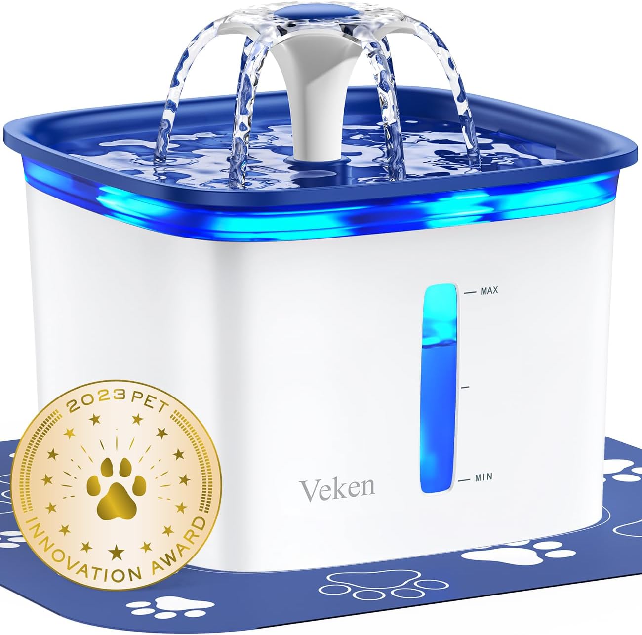 Innovation Award Winner 95Oz/2.8L Pet Fountain, Automatic Cat Water Fountain Dog Water Dispenser with Replacement Filters for Cats, Dogs, Multiple Pets (Grey, Plastic)
