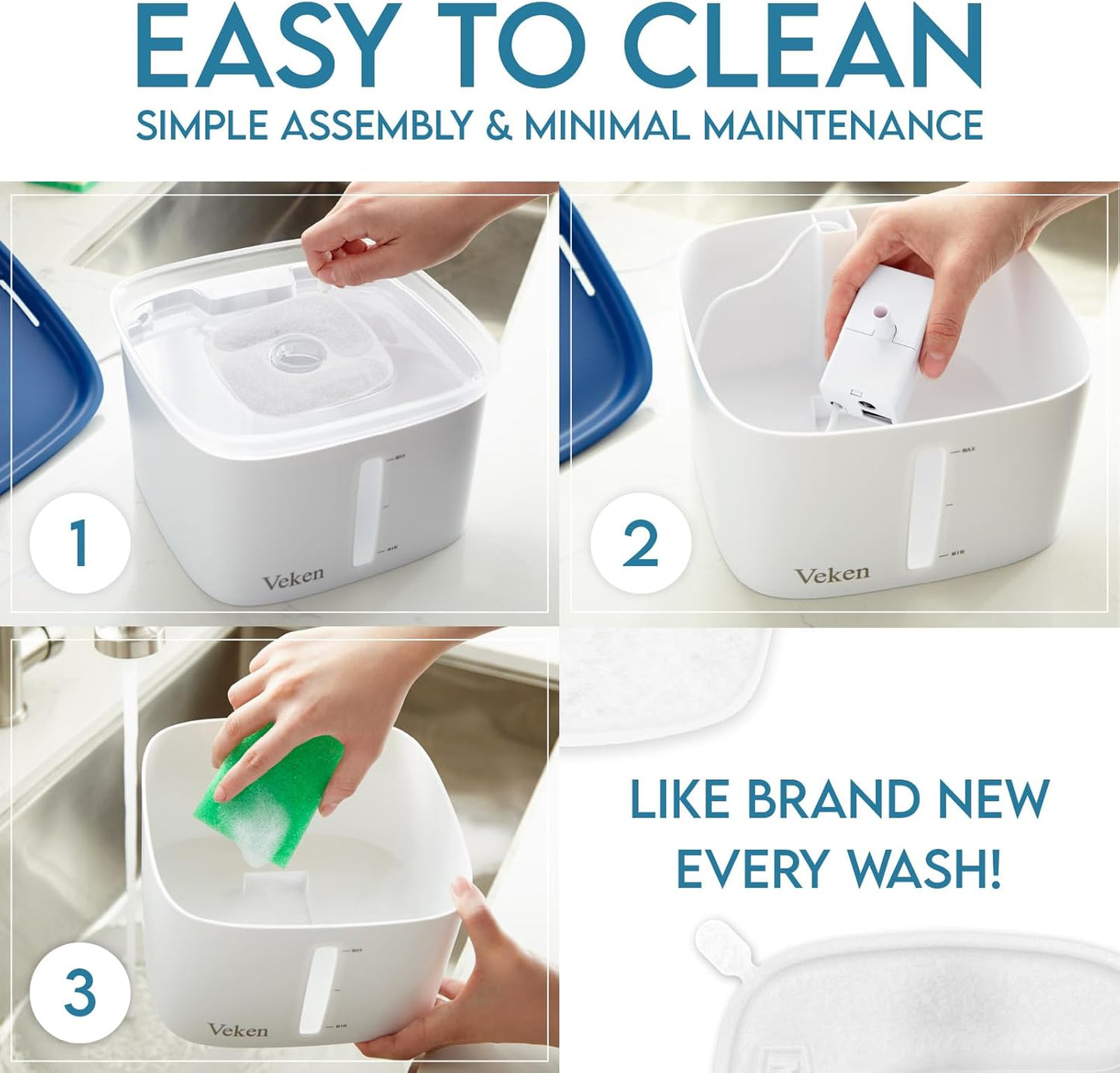 Innovation Award Winner 95Oz/2.8L Pet Fountain, Automatic Cat Water Fountain Dog Water Dispenser with Replacement Filters for Cats, Dogs, Multiple Pets (Grey, Plastic)