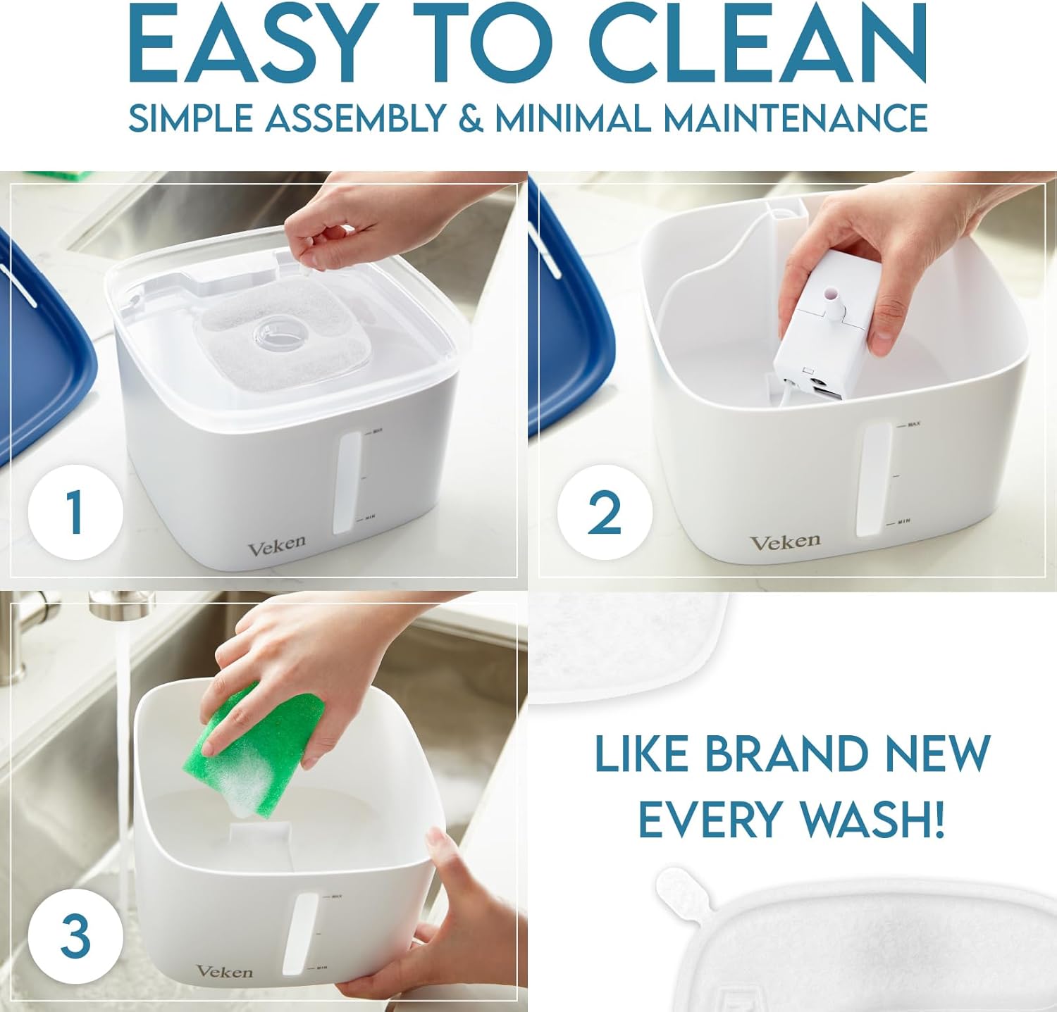 Innovation Award Winner 95Oz/2.8L Pet Fountain, Automatic Cat Water Fountain Dog Water Dispenser with Replacement Filters for Cats, Dogs, Multiple Pets (Grey, Plastic)