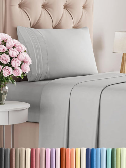 Queen Size 4 Piece Sheet Set - Comfy Breathable & Cooling Bed Sheets Set - Hotel Luxury Bedding for Women, Men, Kids & Teens - Deep Pockets, Easy Secure Fit, Soft and Wrinkle Free - Oeko-Tex - White