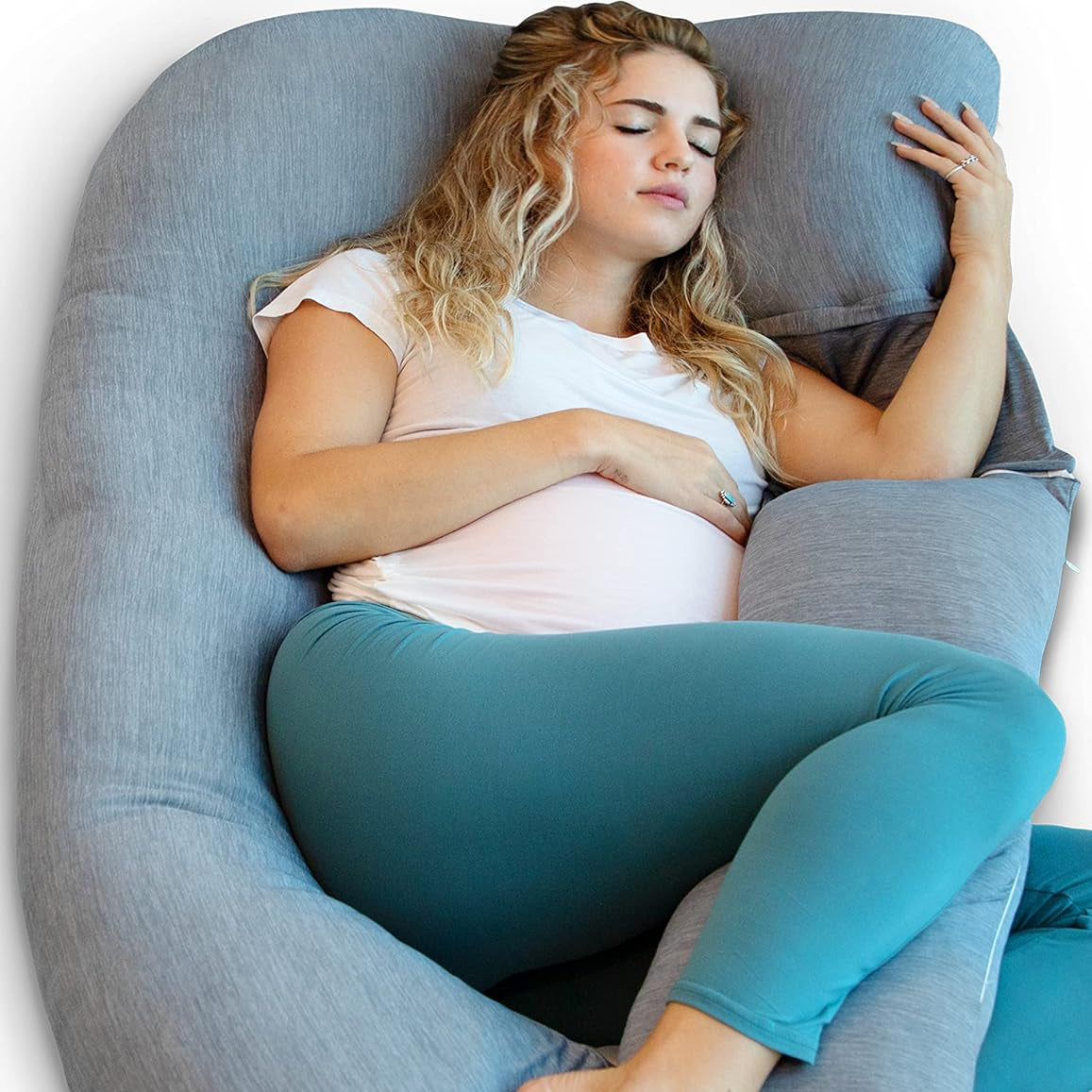 Pregnancy Pillows, U-Shape Full Body Pillow – Removable Cooling Cover -Dark Grey – Pregnancy Pillows for Sleeping – Body Pillows for Adults, Maternity Pillow and Pregnancy Must Haves